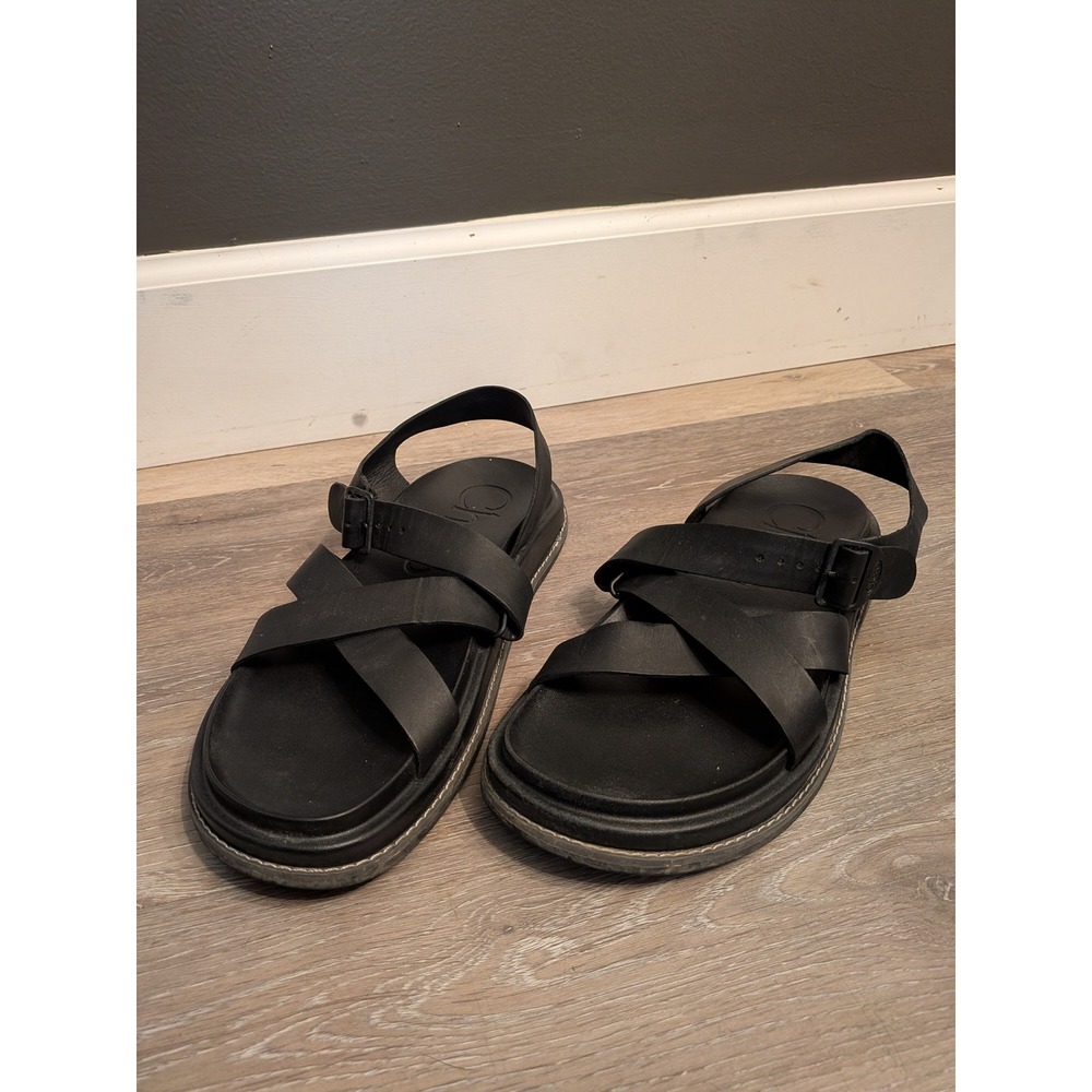 Chaco Townes Midform Black Leather Strappy Slingback Sandals Womens 9 JCH109472